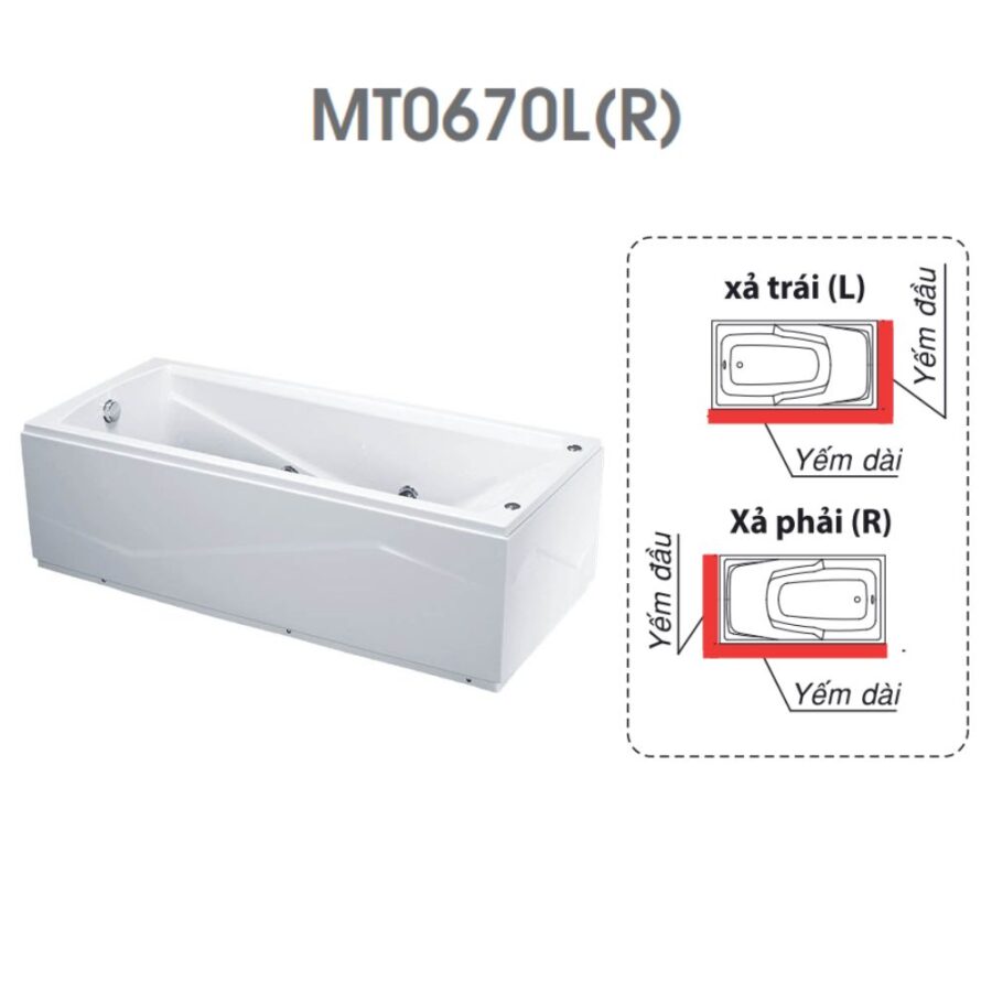 Bồn tắm chân yếm 1m7 massage Caesar MT0670L(R)