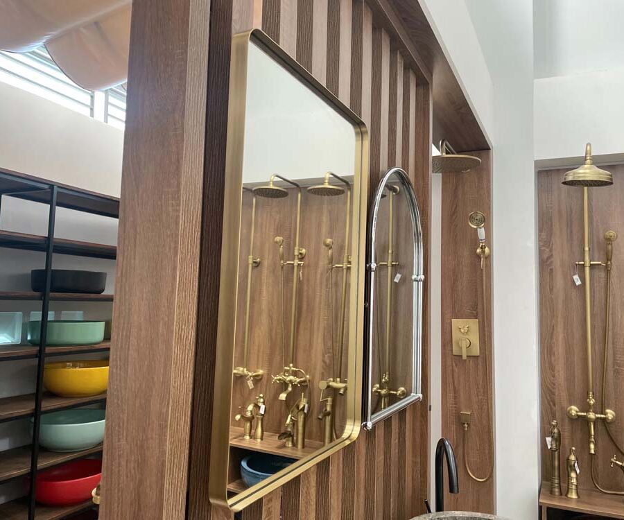 Gương soi tròn khung bằng đồng 50x70cm Kanly PK11.02