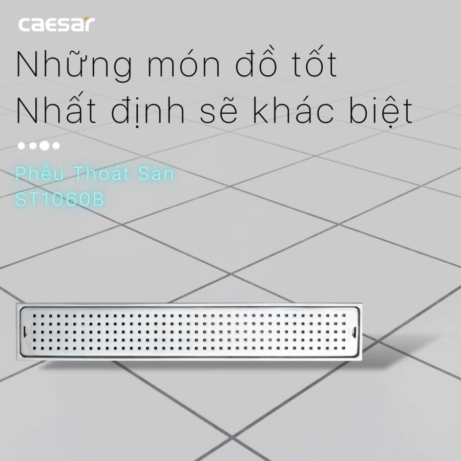 Phễu thoát sàn dài 10x60cm ø60 Caesar ST1060B