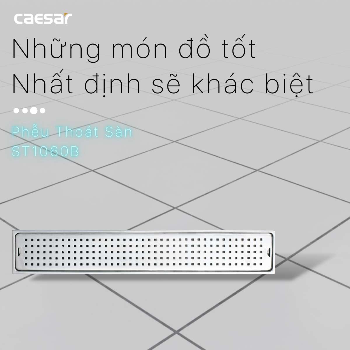 Phễu thoát sàn dài 10x60cm ø60 Caesar ST1060B