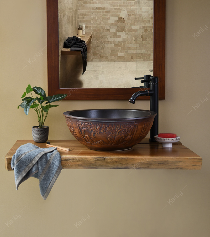 Chậu lavabo đặt bàn Kanly bằng sứ SU114