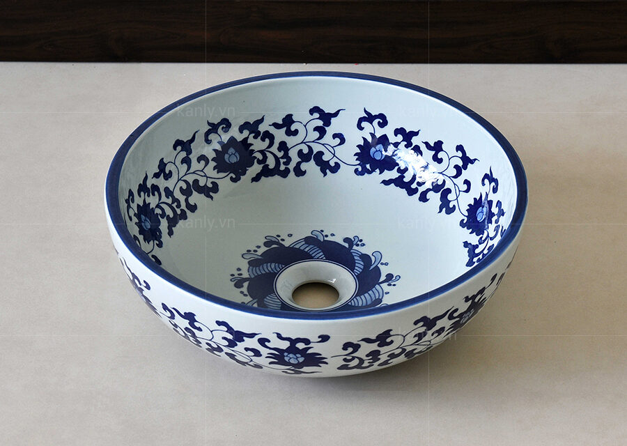 Chậu lavabo đặt bàn Kanly bằng sứ SU118
