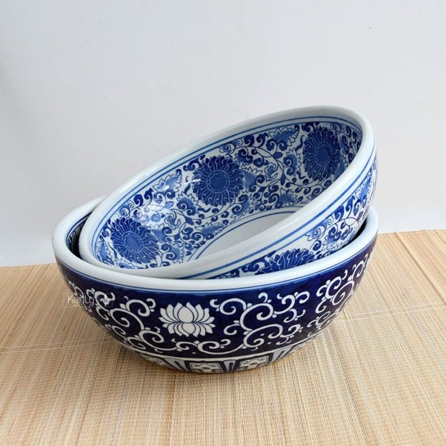 Chậu lavabo đặt bàn Kanly sứ hoa văn SU121