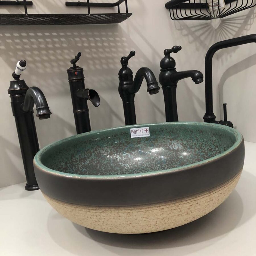 Chậu lavabo đặt bàn Kanly bằng sứ SU123