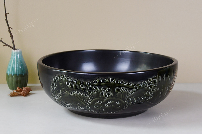 Chậu lavabo đặt bàn Kanly bằng sứ SU142