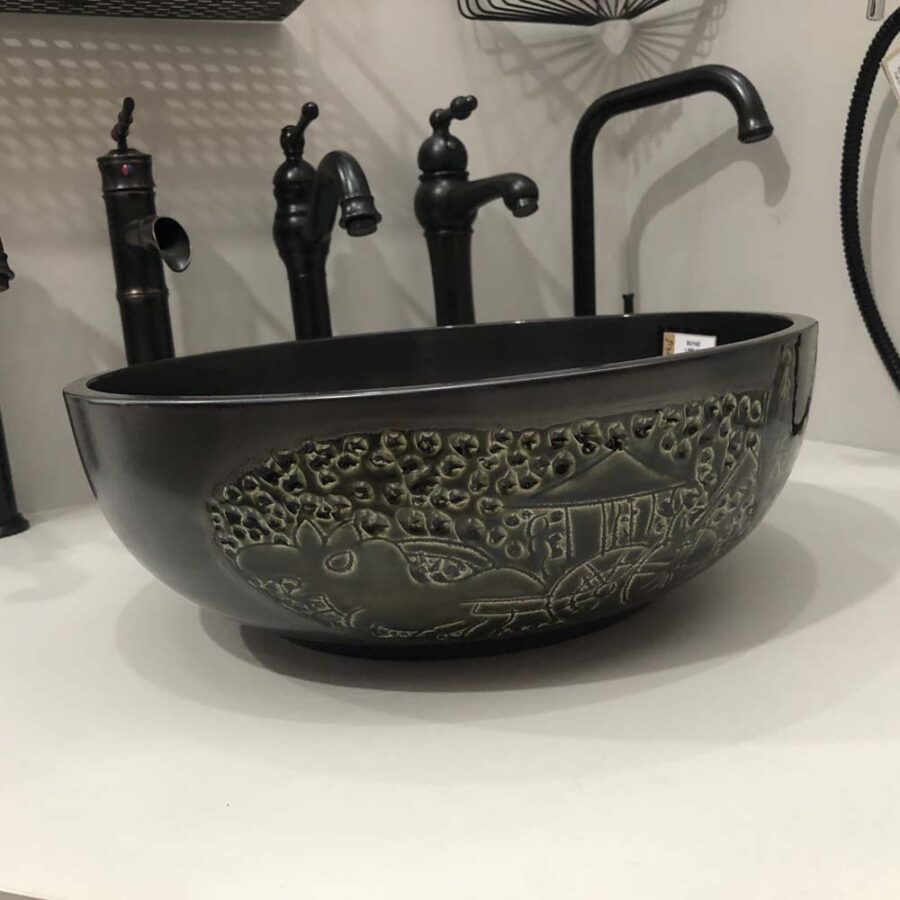 Chậu lavabo đặt bàn Kanly bằng sứ SU142