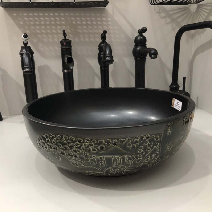 Chậu lavabo đặt bàn Kanly bằng sứ SU142