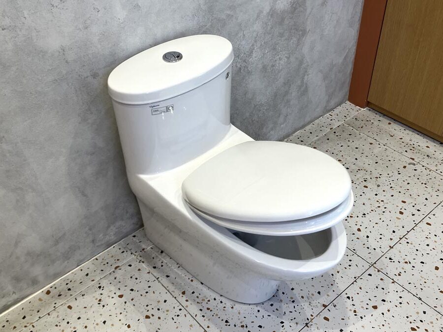 Bồn cầu 1 khối Viglacera V37S nắp êm tráp nhựa con thỏ rời (+ vòi xịt VG826)