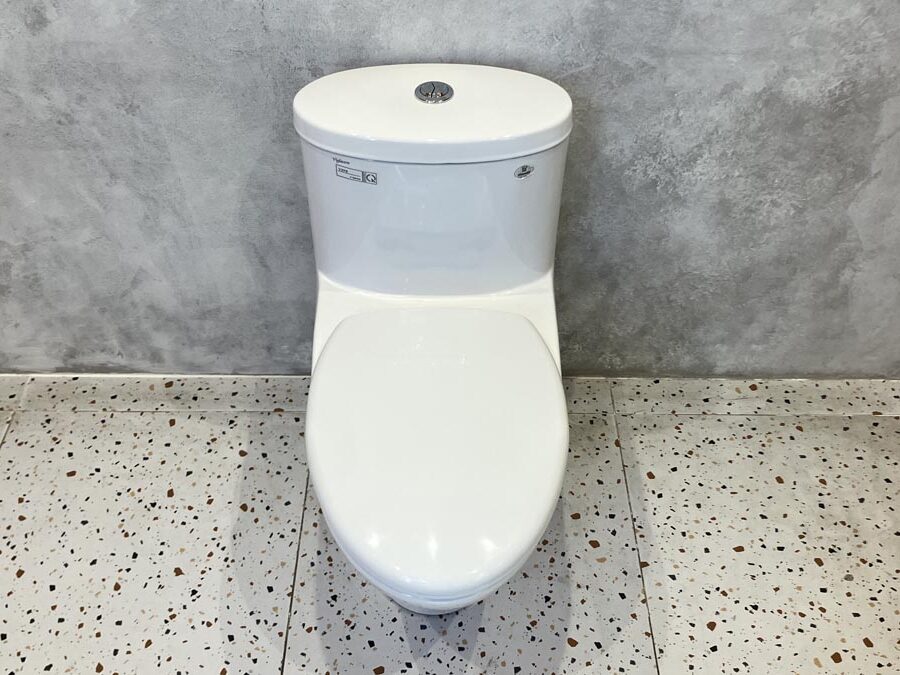 Bồn cầu 1 khối Viglacera V37S nắp êm tráp nhựa con thỏ rời (+ vòi xịt VG826)