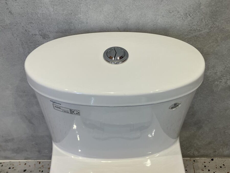 Bồn cầu 1 khối Viglacera V37S nắp êm tráp nhựa con thỏ rời (+ vòi xịt VG826)