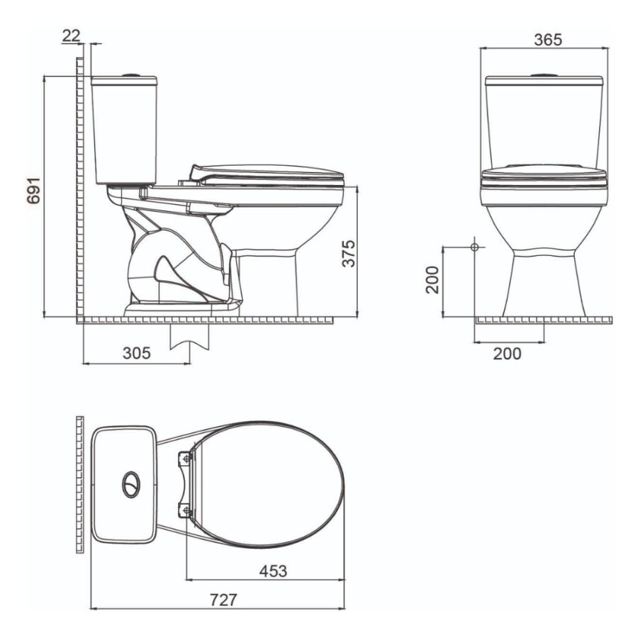 Bồn cầu 2 khối Viglacera V716 nắp êm