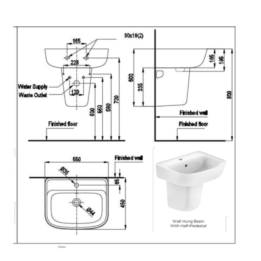 Chân chậu lavabo lửng American Standard VF-7062 (VF7062) Loven