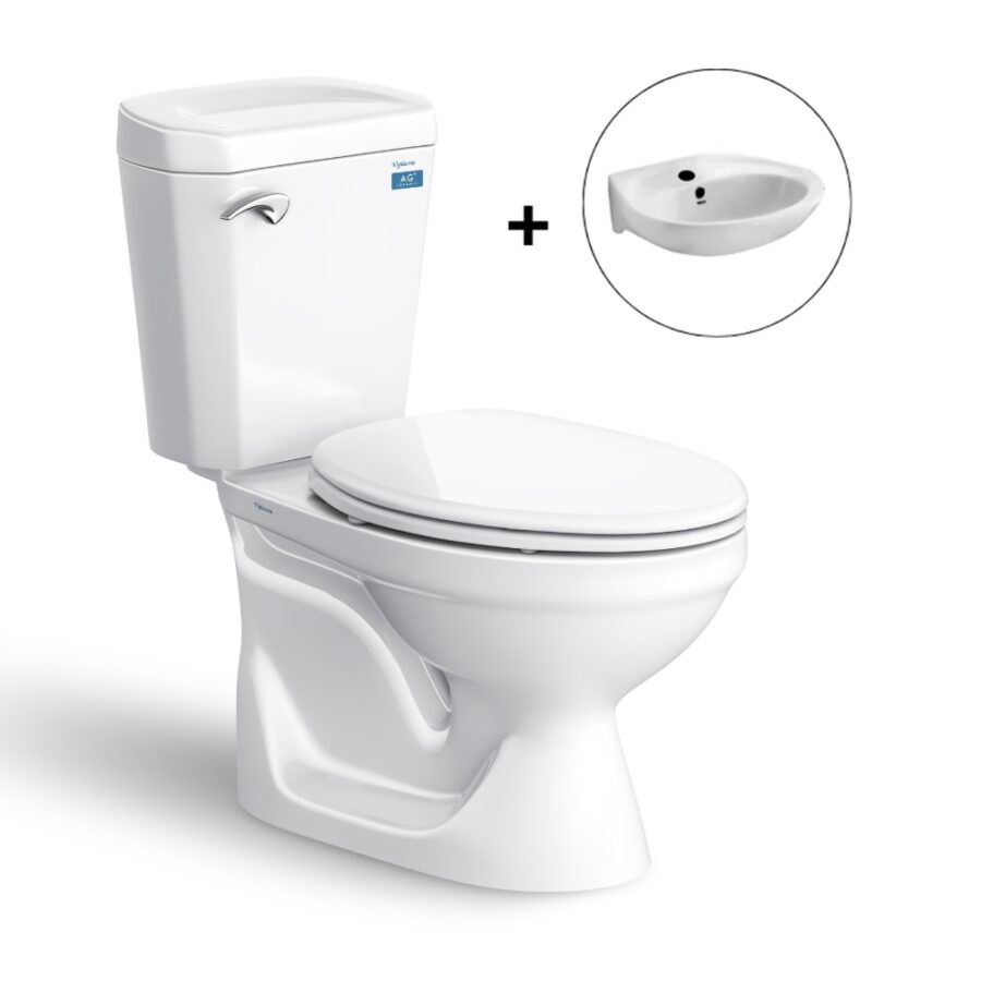 Bồn cầu 2 khối Viglacera VI77 nắp thường (+ lavabo VTL2)