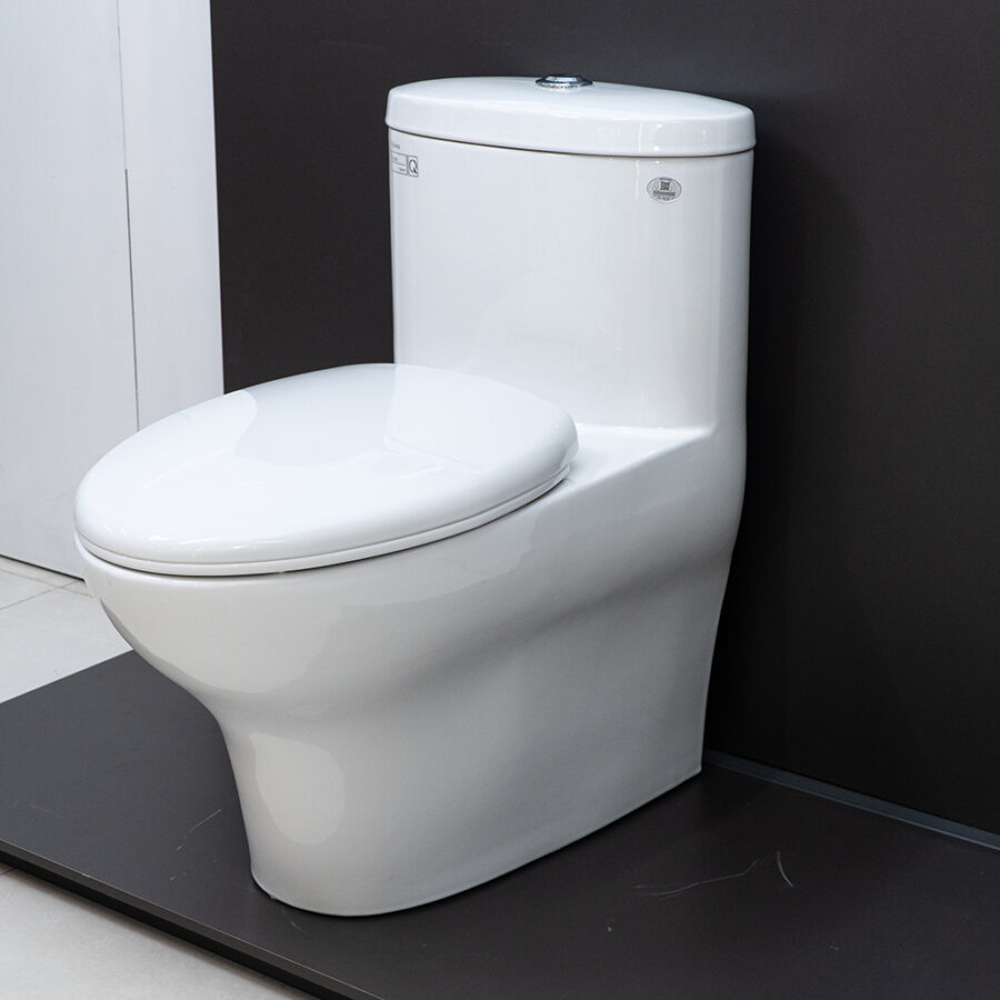 Bồn cầu 1 khối Viglacera V37S nắp êm tráp nhựa con thỏ rời (+ vòi xịt VG826)