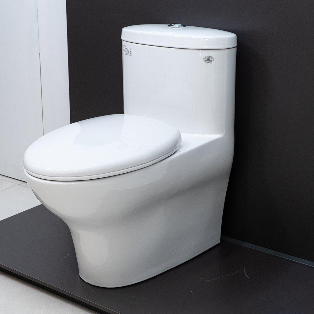 Bồn cầu 1 khối Viglacera V37S nắp êm tráp nhựa con thỏ rời (+ vòi xịt VG826)