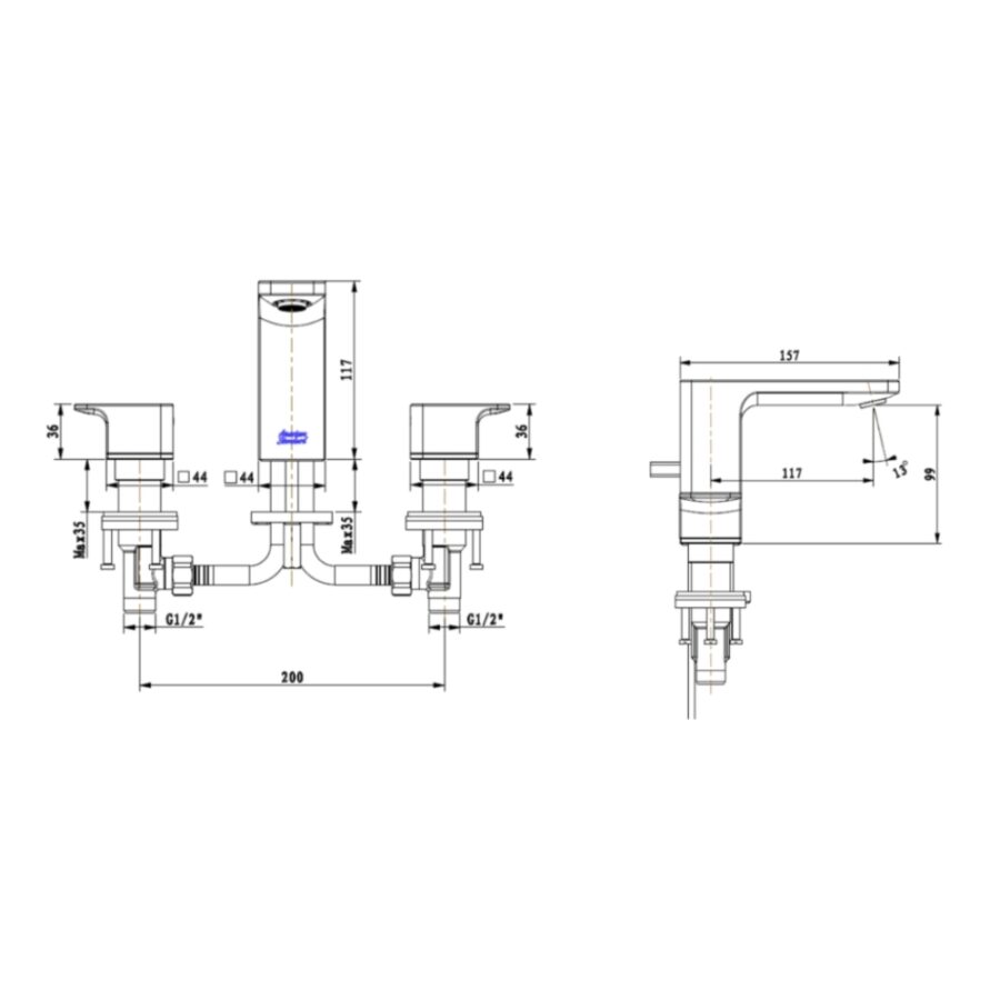 Vòi chậu 3 lỗ nóng lạnh American Standard WF-1303 (WF1303) Acacia Evolution