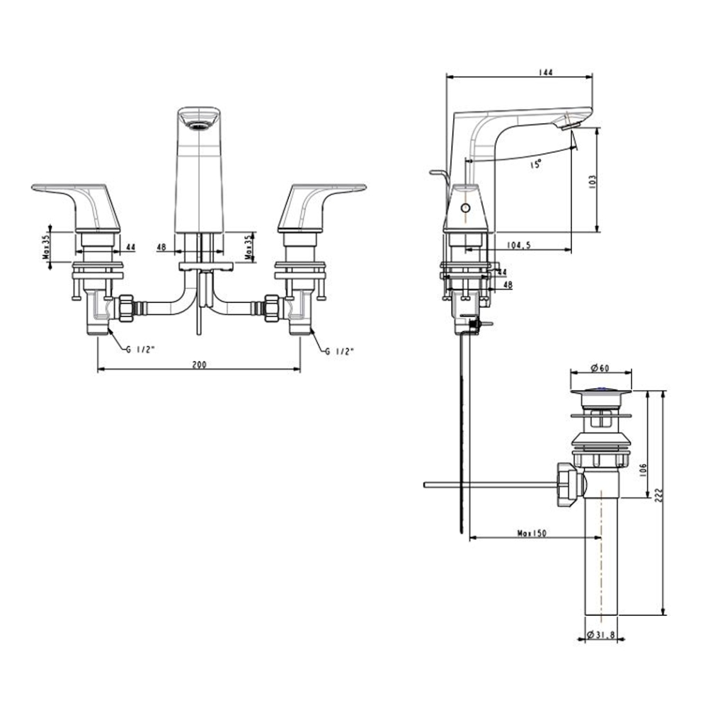 Vòi lavabo nóng lạnh American Standard WF-1703 (WF1703) Signature