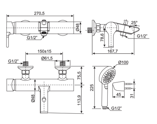 Sen tắm gắn tường American Standard WF-3913 (WF3913) nóng lạnh