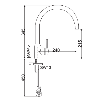 Vòi bếp cổ cong American Standard WF-5608 (WF5608) Minimalistic