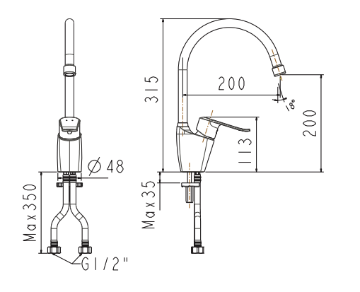 Vòi bếp nóng lạnh American Standard WF-5624 (WF5624) Neo Modern