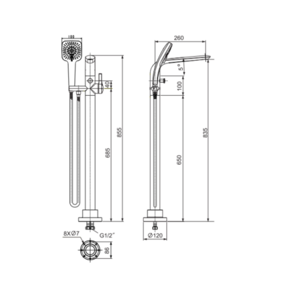 Vòi bồn tắm đặt sàn American Standard WF-6816 (WF6816) nóng lạnh IDS